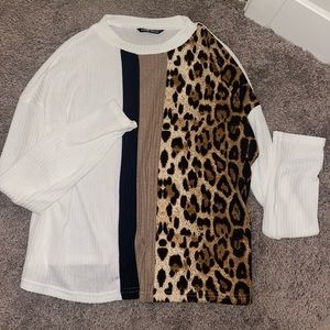 SHEIN white and cheetah shirt